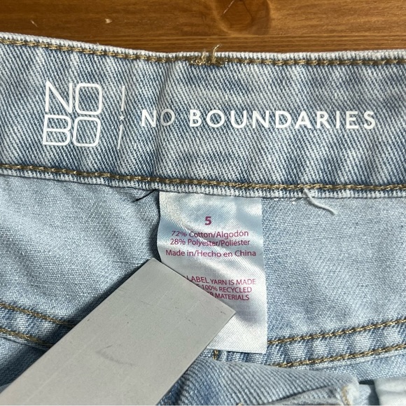 NO BO High Rise Destructed Midi Shorts Blue Size 5 NWT - Picture 7 of 8